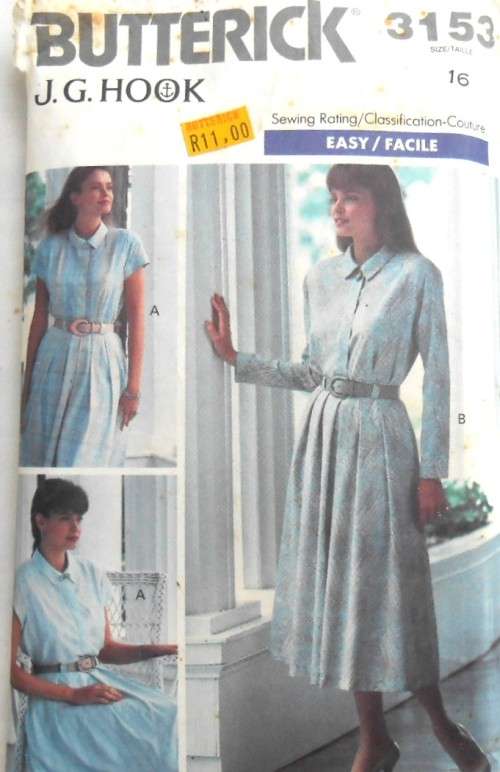 BUTTERICK 3153 LOOSE FITTING SHIRT & SKIRT SIZE 16- COMPLETE