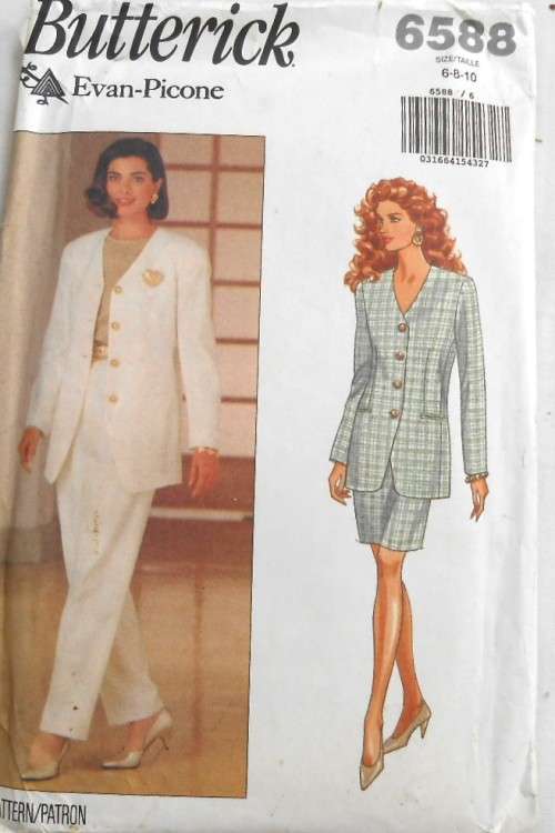 BUTTERICK 6588 JACKET-SKIRT-PANTS SIZE 6-8-10 COMPLETE-UNCUT-F/FOLDED