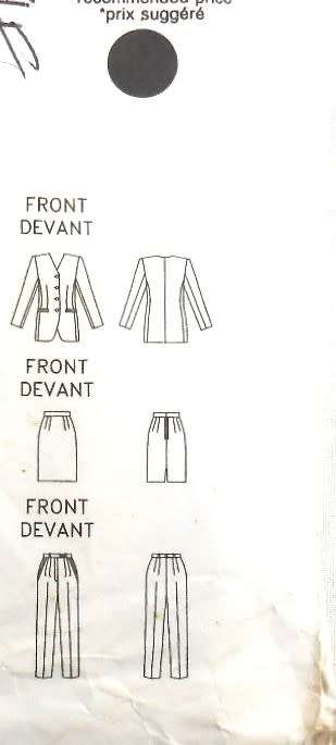 BUTTERICK 6588 JACKET-SKIRT-PANTS SIZE 6-8-10 COMPLETE-UNCUT-F/FOLDED