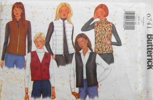BUTTERICK 6741 SET OF WAISTCOATS SIZE 12-14-16 COMPLETE- CUT TO SIZE 16