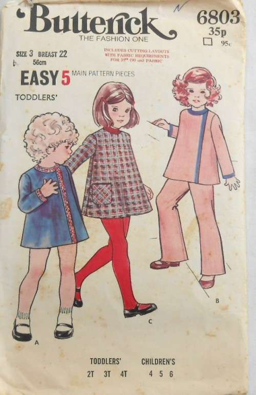 VINTAGE BUTTERICK 6803 TODDLERS DRESS SIZE 2 YEARS BREAST 22 - SEE LISTING