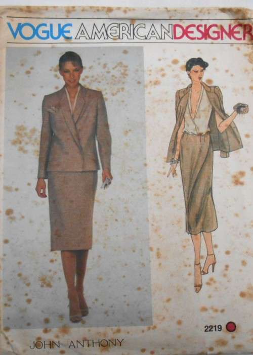VOGUE AMERICAN DESIGNER 2219 JACKET-SKIRT-BLOUSE SIZE 12 COMPLETE-MOSTLY UNCUT