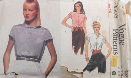 VOGUE 7608 LOOSE FITTING BLOUSE SIZE 14 COMPLETE-ZIPLOC