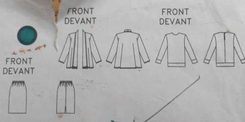 VOGUE 7860 JACKET-TOP-SKIRT SIZE 8-10-12 COMPLETE-ZIPLOC