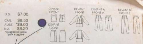VOGUE 8956 JACKET-TOP-SKIRT-PANTS SIZE 10 COMPLETE-ZIPLOC