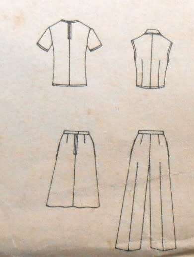 VOGUE 9803  T-SHIRT-WAISTCOAT-SKIRT-PANTS SIZE 14  BUST 36/92 CM COMPLETE-ZIPLOC