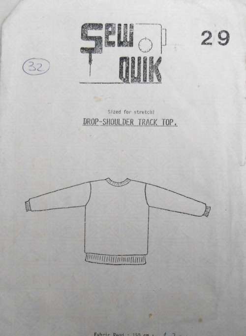 SEW QUIK PATTERN NO 29 - DROP SHOULDER TRACK TOP SIZE 32