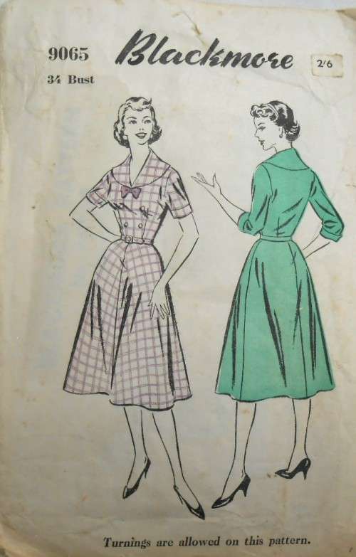 VINTAGE BLACKMORE PATTERN 9065 LADIES DRESS SIZE 34 BUST COMPLETE-UNCUT-F/FOLDED