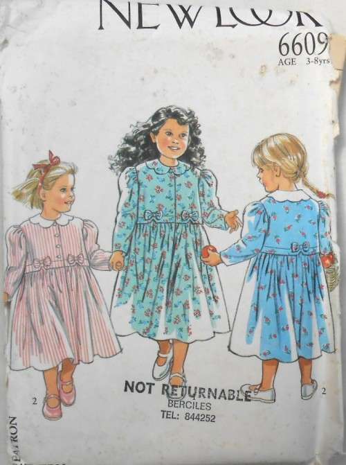 NEW LOOK PATTERNS 6609 GIRLS DRESS SIZES 3-8 YEARS COMPLETEUNCUT-F/F- ONLY 1 PATTERN PIECE CUT