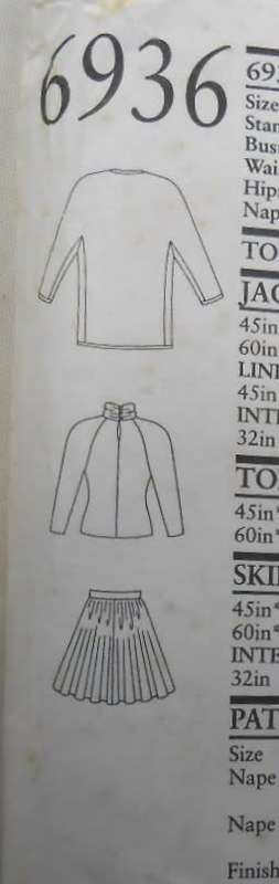 NEW LOOK PATTERNS 6936  JACKET-POLO TOP-SKIRT  SIZE  8-18 COMPLETE-PART CUT
