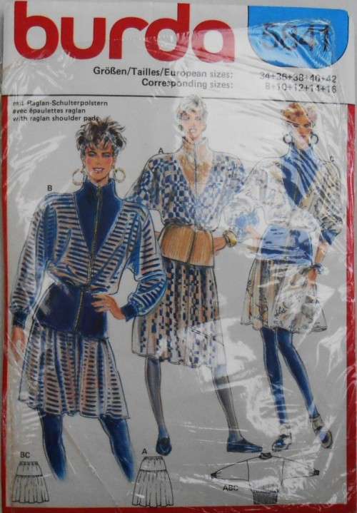 BURDA 5841 ZIPPER TOP & SKIRT SIZE 8-16 COMPLETE-PART CUT