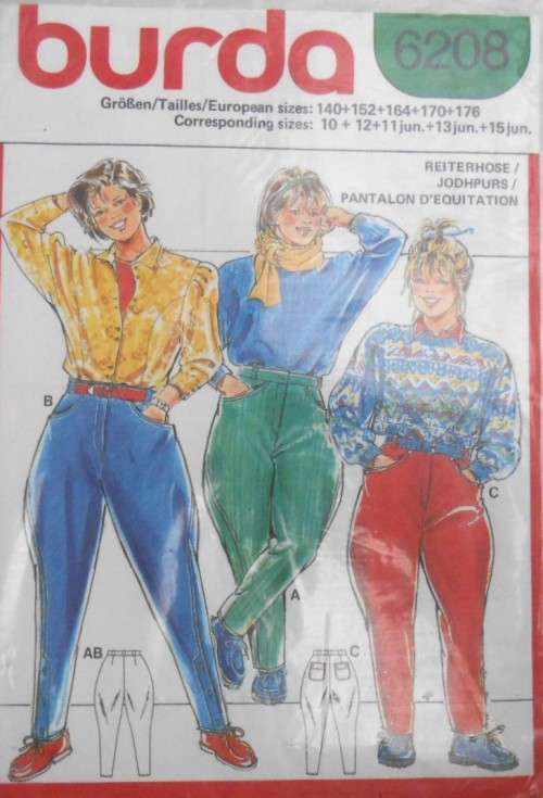 BURDA 6208 GIRLS JODHPURS/PANTS SIZE 10-12 YEARS 11 JUN-13 JUN-15 JUN COMPLETE-UNCUT-F/FOLDED-SEALED