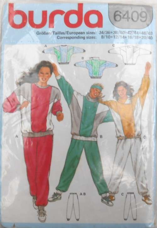BURDA 6409 LADIES TRACKSUIT SIZE 8-40 COMPLETE