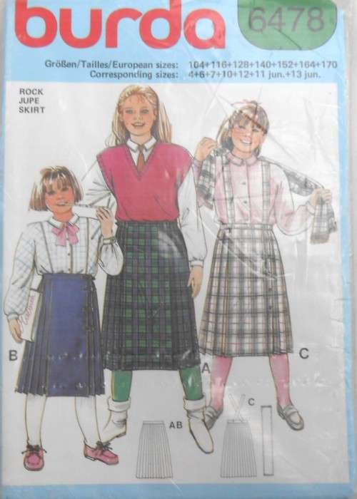 BURDA 6478 GIRLS SKIRTS SIZE 4-6-7-10-12 YEARS 11-13 JUN COMPLETE-UNCUT-F/FOLDED-SEALED