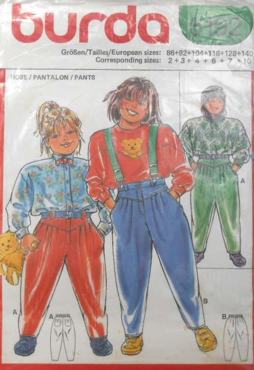 BURDA 6192 KIDDIES PANTS SIZE 2-3-4-6-7-10 YEARS  COMPLETE