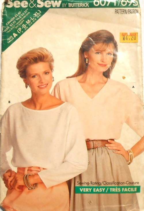 BUTTERICK 6071 TOPS SIZE XS-S-M-L-XL (8-22) SEE LISTING