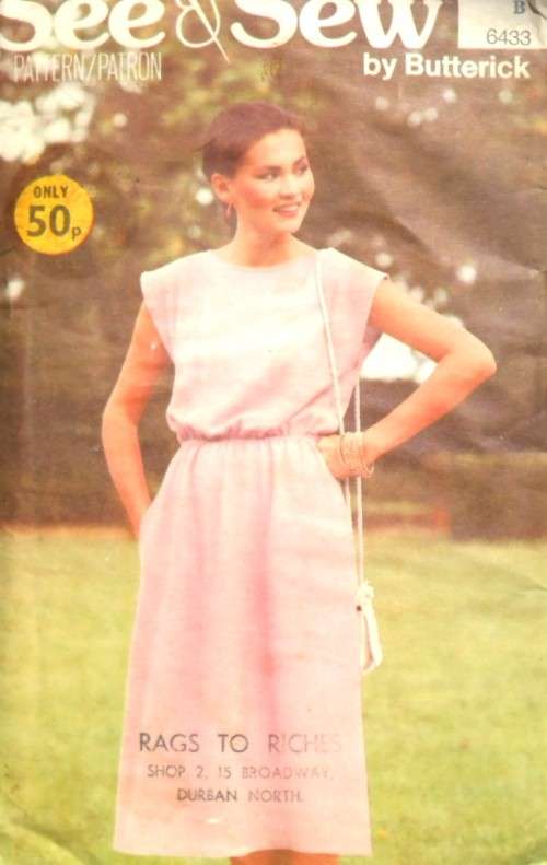 BUTTERICK 6433 VERY LOOSE FITTING DRESS SIZE S-M-L (8-18)  COMPLETE-UNCUT-F/FOLDED