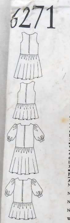 NEW LOOK PATTERNS 6271  SIZES  4-12 YEARS COMPLETE-PART CUT