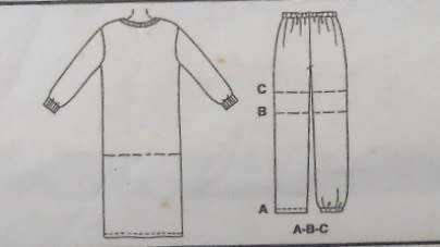 McCALLS 9641 UNISEX NIGHTSHIRT-TOP-PULL ON PANTS/SHORTS SIZE LARGE 38-40 COMPLETE-PART CUT