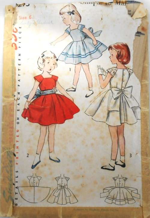 V/VINTAGE SIMPLICITY 4273 GIRLS ONE PIECE DRESS SIZE 6 YEARS COMPLETE-ZIPLOC