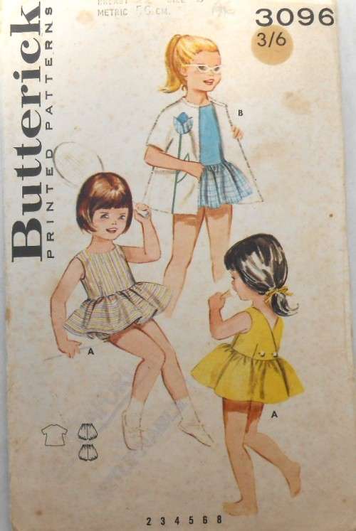 VINTAGE BUTTERICK 3095 GIRLS  SPORTSWEAR SIZE 3 YEARS BREAST 22 COMPLETE-ZIPLOC