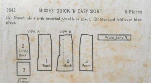 VINTAGE BUTTERICK 9842 SKIRT SIZE WAIST 25 HIP 34 COMPLETE-ZIPLOC
