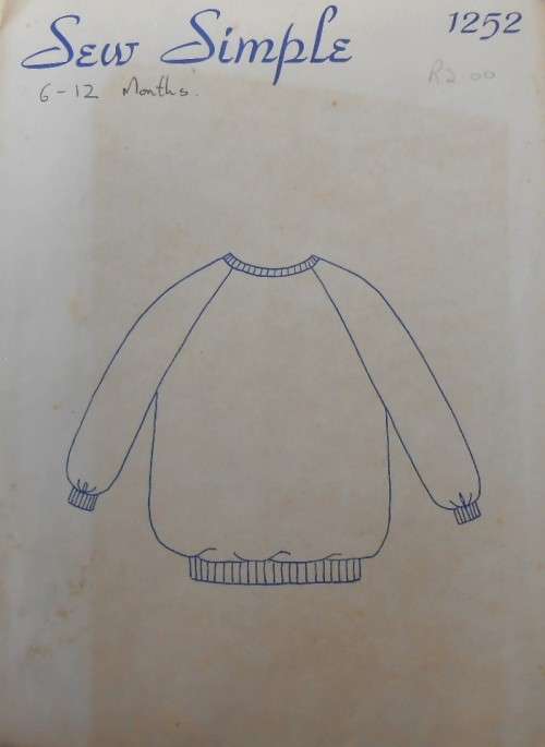 SEW SIMPLE PATTERNS 1252 RAGLAN TOP (TRACKSUIT TOP) SIZE 6-12 MONTHS