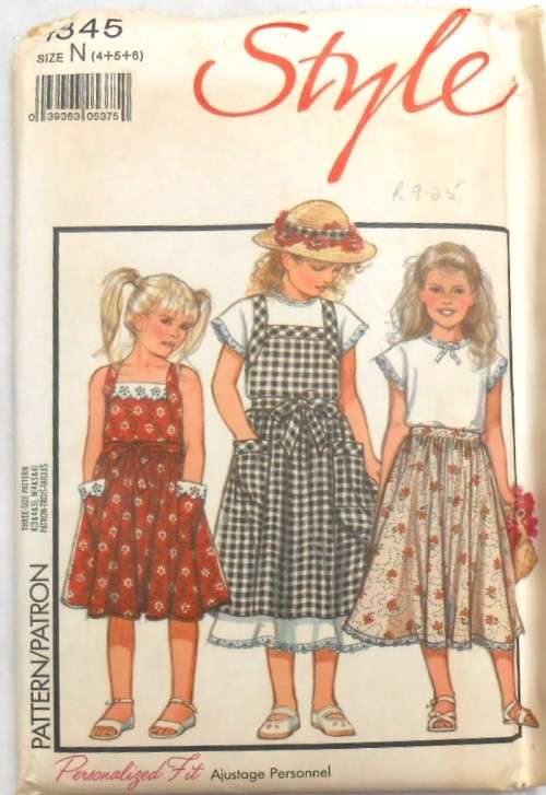 STYLE 1345 GIRLS BACK WRAP DRESS-TOP-SKIRT SIZE 4-5-6 YEARS COMPLETE-UNCUT-F/FOLDED