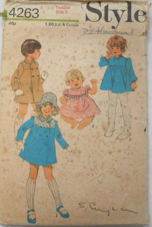 VINTAGE STYLE 4263 TODDLER HAT-COAT-DRESS SIZE 3 YEARS COMPLETE