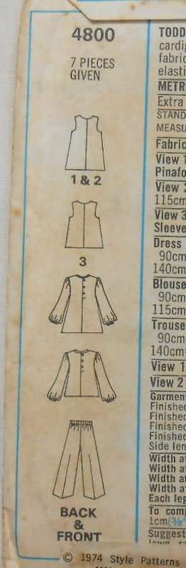 STYLE 4800 TODDLERS PINAFORE DRESS & SLEEVELESS CARDIGAN SIZE 1 YEAR CHEST 51 CM COMPLETE-UNCUT-F/F
