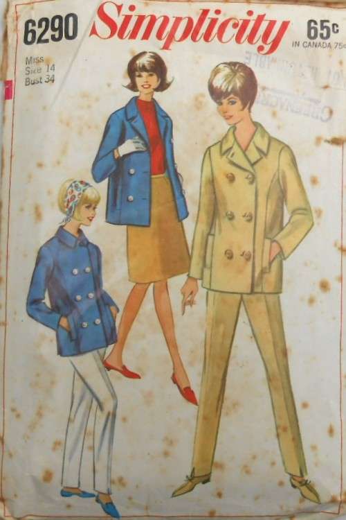 VINTAGE SIMPLICITY 6290 JACKET & PANTS SIZE 14 BUST 34 COMPLETE
