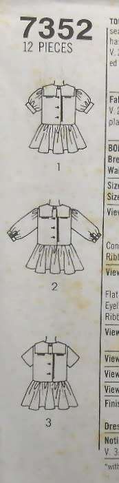SIMPLICITY 7352 TODDLERS DRESS SIZE 3 YEARS COMPLETE-UNCUT-F/FOLDED