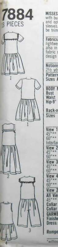 SIMPLICITY 7984 LOOSE FITTING DRESS OR ROMPER SIZE L-XL (18-24) COMPLETE-UNCUT-F/FOLDED