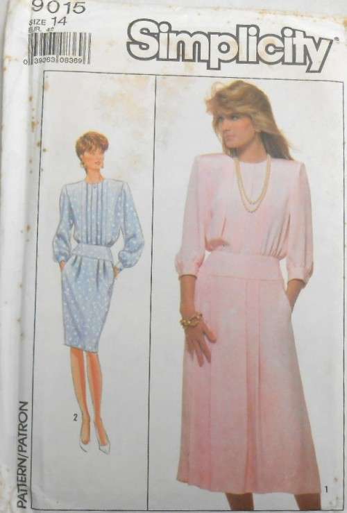SIMPLICITY 9015 DRESS WITH PLEATED SKIRT SIZE 14 COMPLETE-UNCUT-F/FOLDED