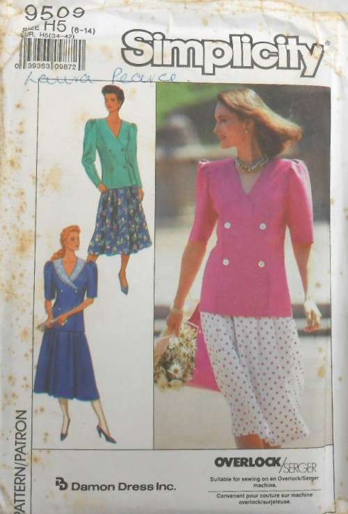 SIMPLICITY 9509 TWO PIECE DRESS SIZE 6-14  COMPLETE-UNCUT-F/FOLDED