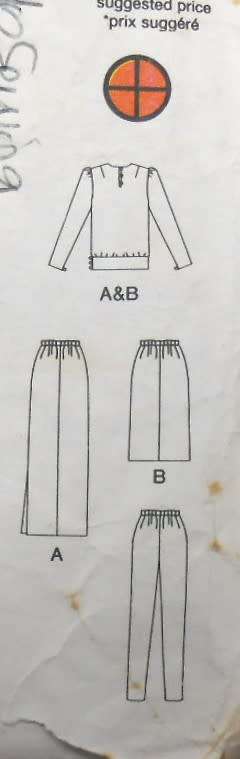 BUTTERICK 3585 TOP- SKIRT-PANTS SIZE 24 -NO SEWING INSTRUCTIONS SUPPLIED