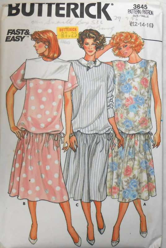 BUTTERICK 3645 MATERNITY DRESS SIZE 12-14-16 COMPLETE-UNCUT-F/FOLDED