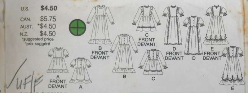 BUTTERICK 3649 TODDLERS DRESS SIZE 3 YEARS COMPLETE-UNCUT-F/FOLDED
