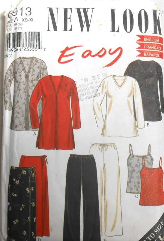 NEW LOOK 6913 JACKET-TOP CAMISOLE-SKIRT-PANTS SIZES XS-XL (6-24) COMPLETE