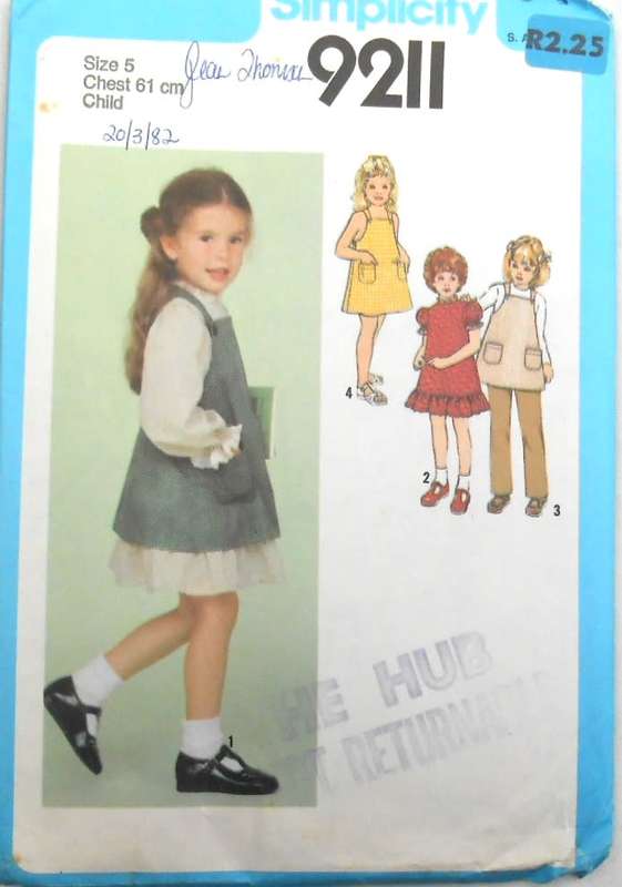 SIMPLICITY 9211 GIRLS DRESS-SUNDRESS-PINAFORE-PANTS SIZE 5 YEARS CHEST 61 CM COMPLETE-UNCUT-F/FOLDED