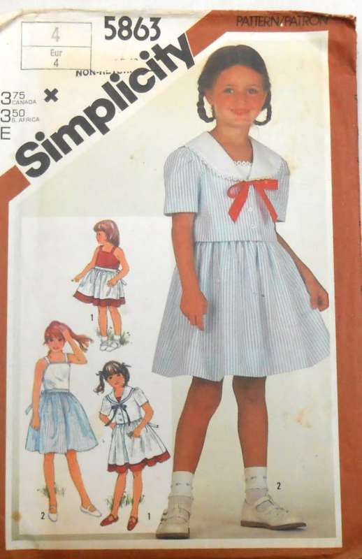 SIMPLICITY 5863 GIRLS SUNDRESS + UNLINED JACKET  SIZE 4 YEARS COMPLETE