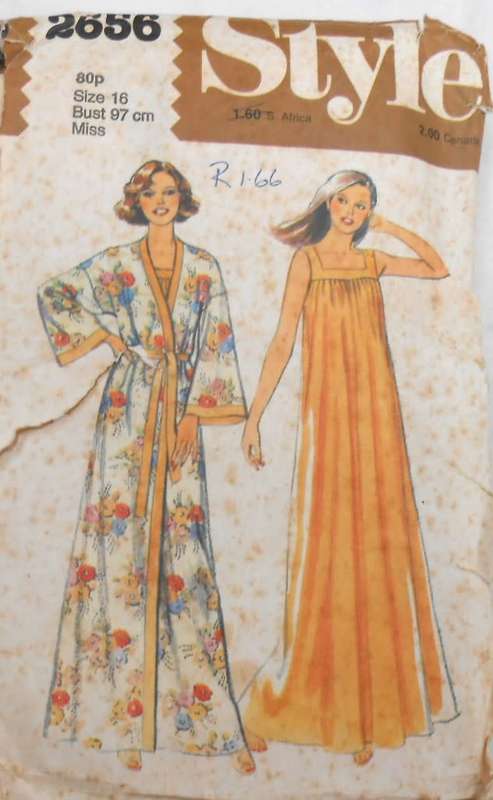 STYLE 2656 GOWN & NIGHTDRESS SIZE 16 BUST 97 CM GOWN PATTERN ONLY-ZIPLOC