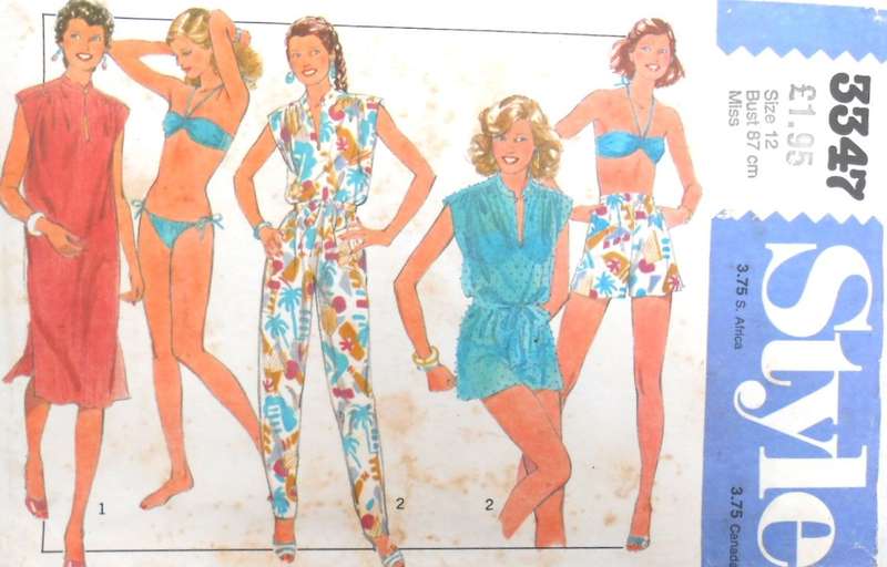 STYLE 3347 PULLOVER DRESS-TOP-PULL ON PANTS-SHORTS BIKINI SIZE 12 BUST 87 CM COMPLETE-ZIPLOC