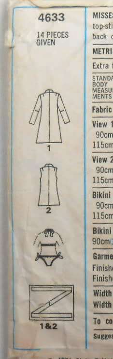 VINTAGE STYLE 4633 BEACH ROBE AND BIKINI SIZE 12 BUST 34 SEE LISTING
