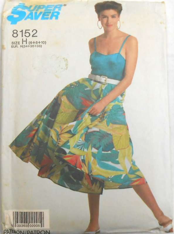 SIMPLICITY 8152 FULL CIRCLE SKIRT & SWIMSUIT SIZE 6-8-10 COMPLETE-MOSTLY UNCUT