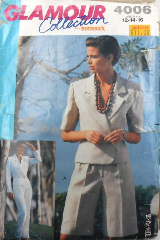 BUTTERICK 4006  JACKET-SHORTS-PANTS SIZE 12-14-16 COMPLETE-PART CUT TO 16