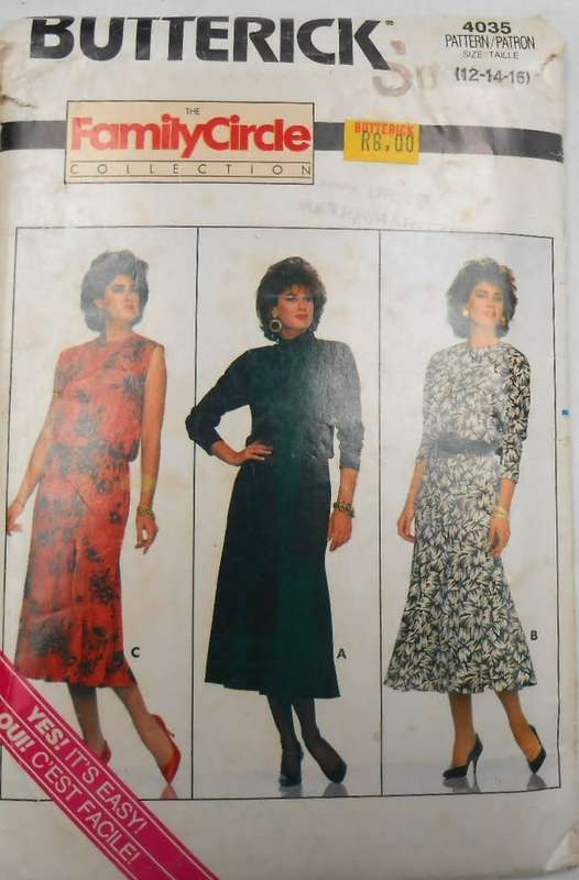 BUTTERICK 4035 LOOSE FITTING DRESS SIZE 12-14-16 COMPLETE- CUT TO SIZE 16