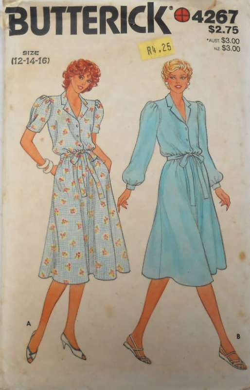 BUTTERICK 4267 DRESS & BELT SIZE 12-14-16-SEE LISTING