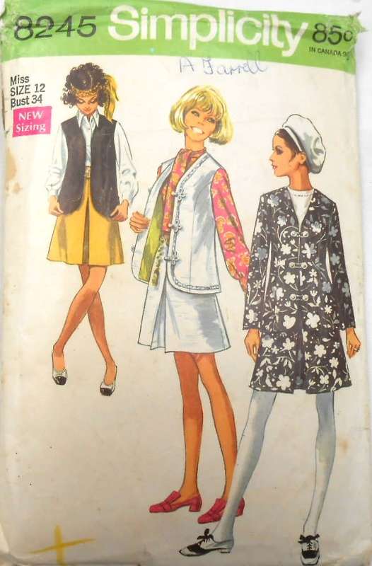 VINTAGE SIMPLICITY 8245 JACKET-WAISTCOAT-SKIRT  SIZE 12 BUST 34 SEE LISTING