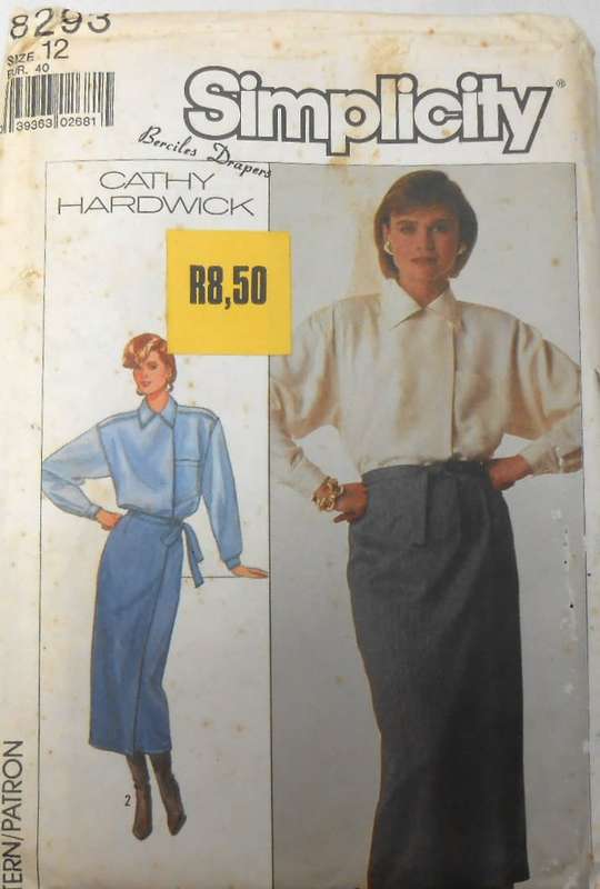 SIMPLICITY 8293 MOCK WRAP SKIRT-VERY LOOSE FITTING SHIRT SIZE 12 COMPLETE-PART CUT